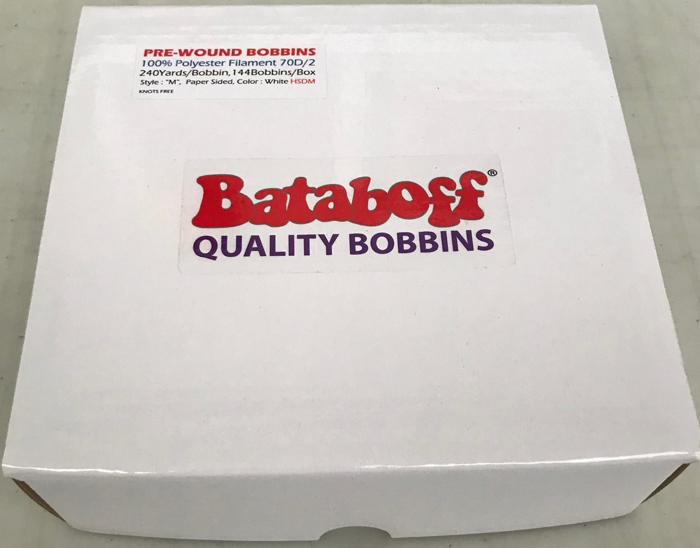 PAPERSIDED WHITE BATABOFF PRE-WOUND EMBROIDERY BOBBINS "M"