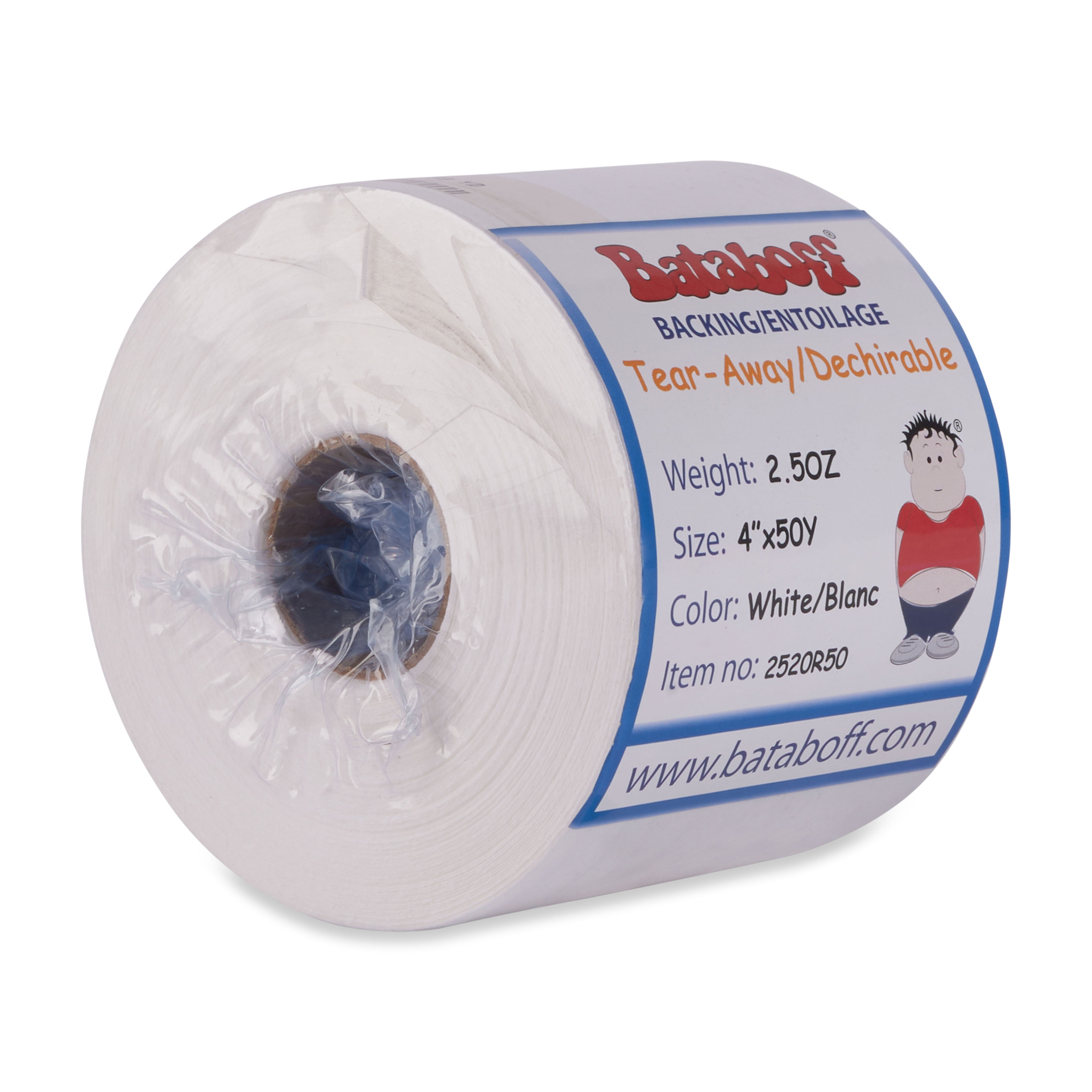 ROULEAU DÉCHIRABLE 2.5OZ 4"x50Y BLANC - 2520R50