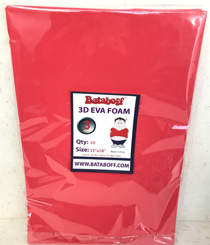 Picture of 3D FOAM 3mm 12"x18" RED PKG OF 10